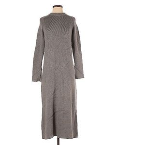 Zara Knit Ribbed Long-sleeve Midi Sweater Dress